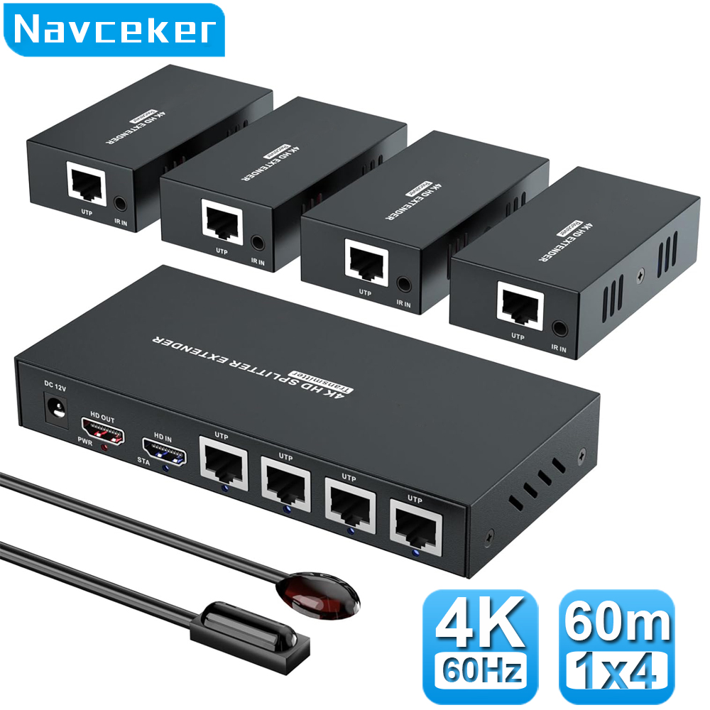 Transmission Jack Adapter - Navceker 4K 60Hz HDMI Extender Splitter